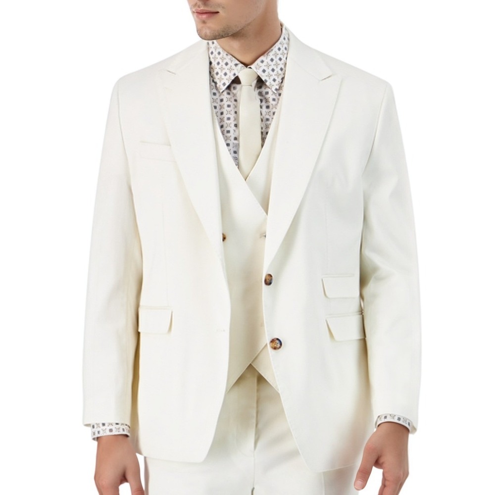 Tayion by Montee Holland Sport Coat Men White 44L 100% Linen Business Casual NWT